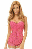 Daisy Corsets Top Drawer Fuchsia Underwire Sheer Lace Steel Boned Corset - Daisy Corsets - Flyclothing LLC