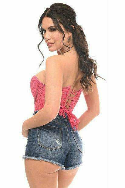 Daisy Corsets Top Drawer Fuchsia Underwire Sheer Lace Steel Boned Corset - Daisy Corsets - Flyclothing LLC