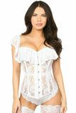 Daisy Corsets Top Drawer White Sheer Lace Steel Boned Corset - Daisy Corsets - Flyclothing LLC