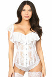 Daisy Corsets Top Drawer White Sheer Lace Steel Boned Corset - Daisy Corsets - Flyclothing LLC