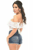 Daisy Corsets Top Drawer White Sheer Lace Steel Boned Corset - Daisy Corsets - Flyclothing LLC