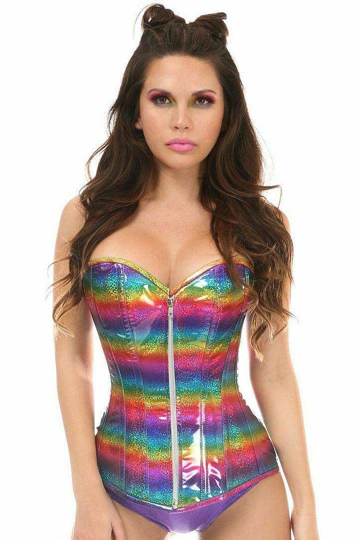 Daisy Corsets Top Drawer Rainbow Glitter Steel Boned Corset - Daisy Corsets - Flyclothing LLC