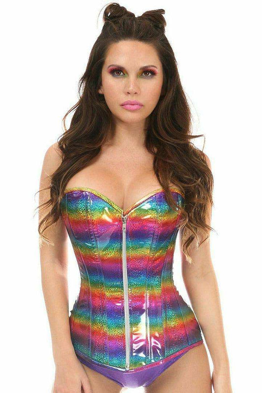 Daisy Corsets Top Drawer Rainbow Glitter Steel Boned Corset - Daisy Corsets - Flyclothing LLC