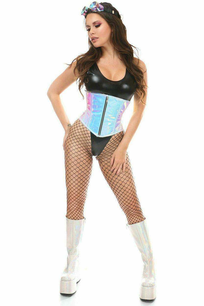 Daisy Corsets Top Drawer Blue/Purple Holo Under Bust Steel Boned Corset - Daisy Corsets - Flyclothing LLC