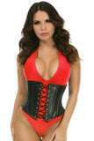 Daisy Corsets Top Drawer Black Faux Leather Steel Boned Under Bust Corset - Daisy Corsets - Flyclothing LLC