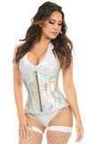 Daisy Corsets Top Drawer Silver Holo Under Bust Corset w/Zipper - Daisy Corsets - Flyclothing LLC