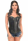 Daisy Corsets Top Drawer Black Faux Leather Steel Boned Overbust Corset - Daisy Corsets - Flyclothing LLC