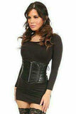 Daisy Corsets Top Drawer Black Faux Leather Steel Boned Mini Cincher - Daisy Corsets - Flyclothing LLC