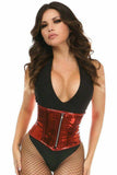 Daisy Corsets Top Drawer Red Metallic PVC Steel Boned Mini Cincher - Daisy Corsets - Flyclothing LLC