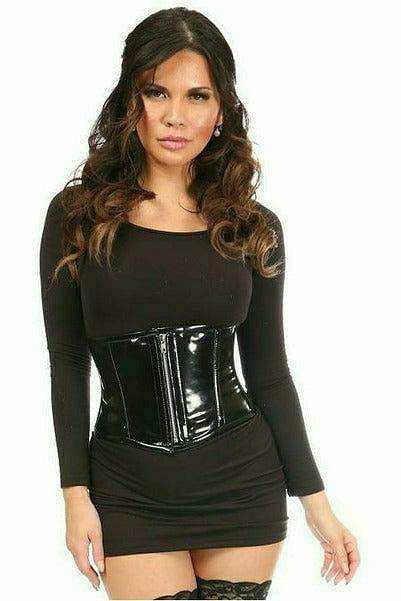 Daisy Corsets Top Drawer Black Patent Steel Boned Mini Cincher - Daisy Corsets - Flyclothing LLC