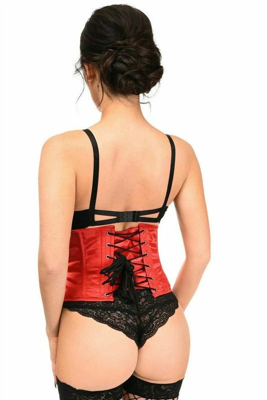 Daisy Corsets Top Drawer Red Satin Steel Boned Mini Cincher - Daisy Corsets - Flyclothing LLC
