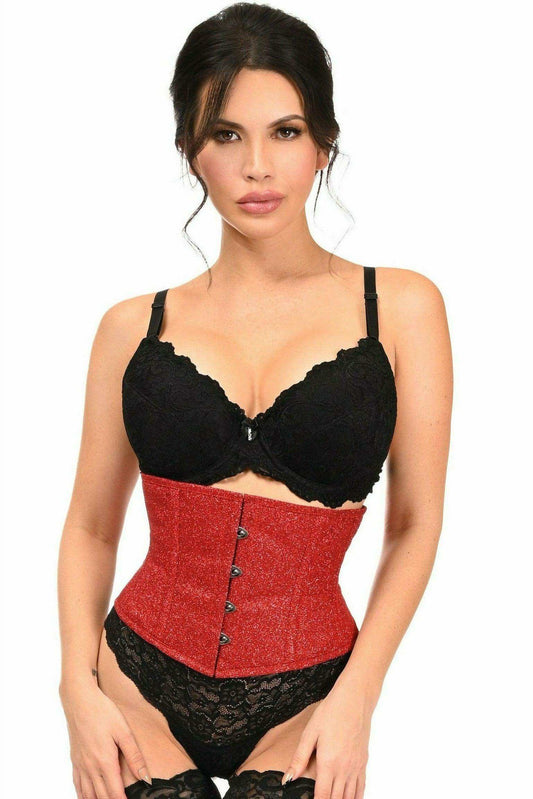 Daisy Corsets Top Drawer Cherry Bomb Glitter Steel Boned Mini Cincher - Daisy Corsets - Flyclothing LLC