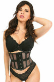 Daisy Corsets Top Drawer Black Fishnet & Faux Leather Steel Boned Mini Cincher - Daisy Corsets - Flyclothing LLC