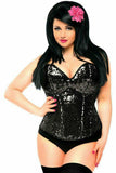 Daisy Corsets Top Drawer Black Sequin Steel Boned Corset - Daisy Corsets - Flyclothing LLC