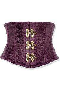 Daisy Corsets Top Drawer Plum Brocade Steel Boned Mini Cincher w/Clasps - Daisy Corsets - Flyclothing LLC