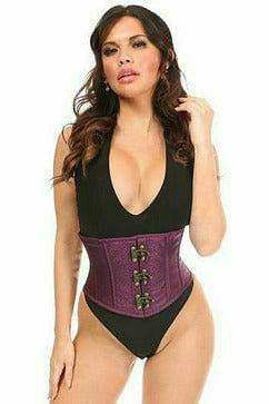Daisy Corsets Top Drawer Plum Brocade Steel Boned Mini Cincher w/Clasps - Daisy Corsets - Flyclothing LLC