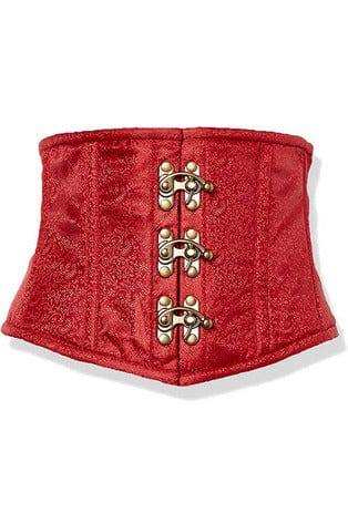 Daisy Corsets Top Drawer Wine Brocade Steel Boned Mini Cincher w/Clasps - Daisy Corsets - Flyclothing LLC