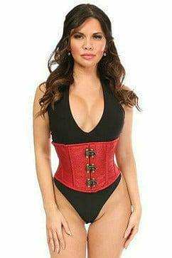 Daisy Corsets Top Drawer Wine Brocade Steel Boned Mini Cincher w/Clasps - Daisy Corsets - Flyclothing LLC