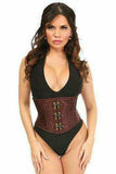 Daisy Corsets Top Drawer Brown Brocade Steel Boned Mini Cincher w/Clasps - Daisy Corsets - Flyclothing LLC