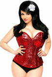 Daisy Corsets Top Drawer Red Sequin Steel Boned Corset - Daisy Corsets - Flyclothing LLC