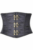 Top Drawer Black Brocade Steel Boned Mini Cincher w/Clasps - Daisy Corsets - Flyclothing LLC