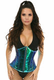 Daisy Corsets Top Drawer Teal/Blue Holo Steel Boned Underbust Corset - Daisy Corsets - Flyclothing LLC