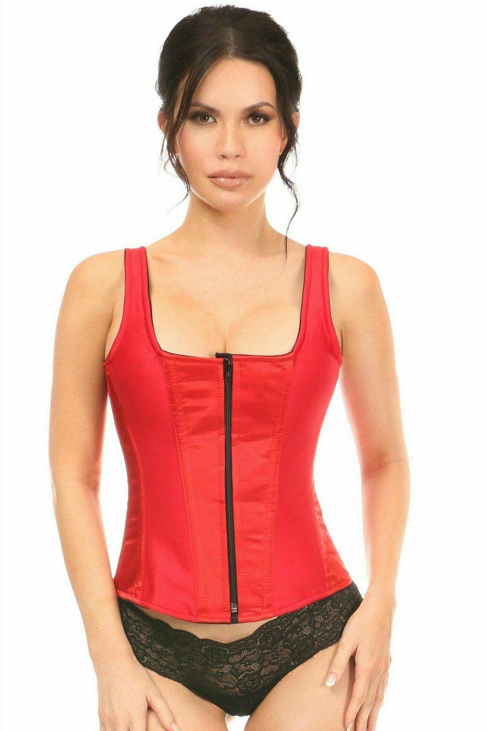 Daisy Corsets Top Drawer Red Satin Steel Boned Corset w/Straps - Daisy Corsets - Flyclothing LLC