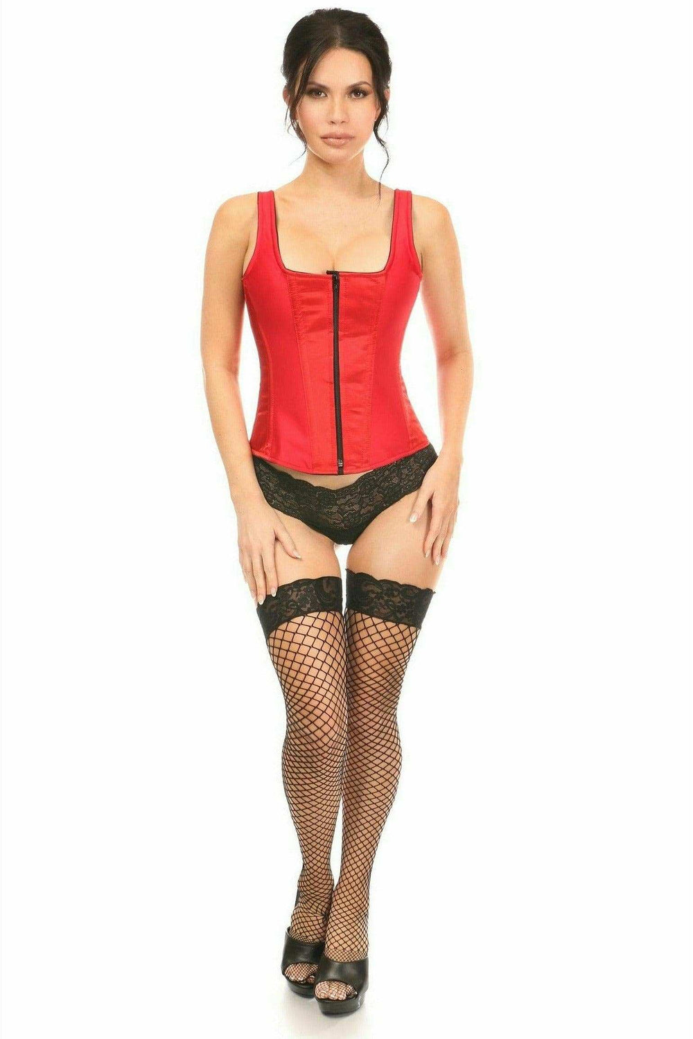 Daisy Corsets Top Drawer Red Satin Steel Boned Corset w/Straps - Daisy Corsets - Flyclothing LLC