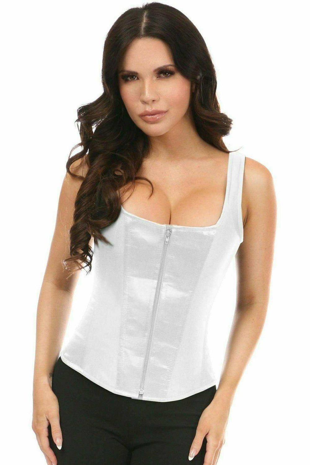 Daisy Corsets Top Drawer White Satin Steel Boned Corset w/Straps - Daisy Corsets - Flyclothing LLC
