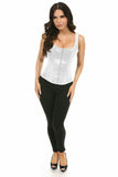 Daisy Corsets Top Drawer White Satin Steel Boned Uniforming Corset w/Straps - Daisy Corsets - Flyclothing LLC