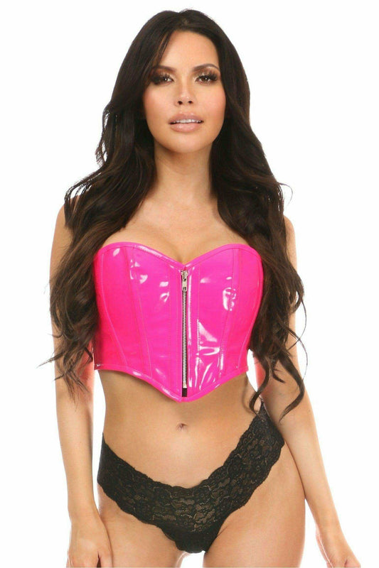 Daisy Corsets Top Drawer Hot Pink Patent Bustier Top w/Zipper - Daisy Corsets - Flyclothing LLC