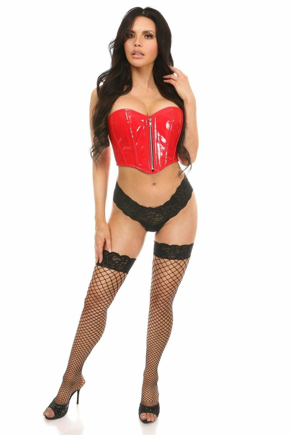 Daisy Corsets Top Drawer Red Patent Bustier Top w/Zipper - Daisy Corsets - Flyclothing LLC