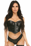 Daisy Corsets Top Drawer Black Faux Leather Bustier Top w/Zipper - Daisy Corsets - Flyclothing LLC