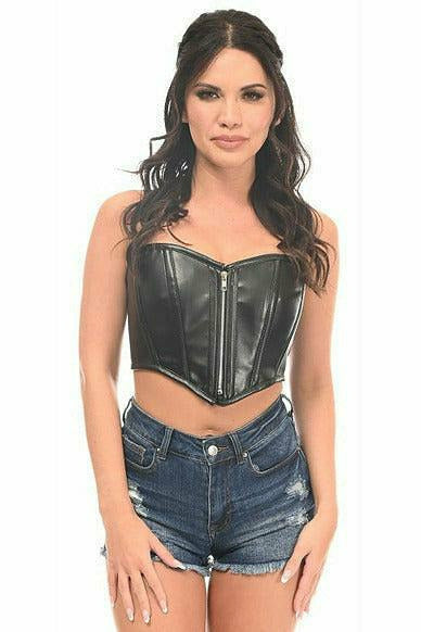 Daisy Corsets Top Drawer Black Faux Leather Bustier Top w/Zipper –  Flyclothing LLC