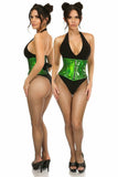 Daisy Corsets Top Drawer Green Holo Steel Boned Mini Cincher - Daisy Corsets - Flyclothing LLC