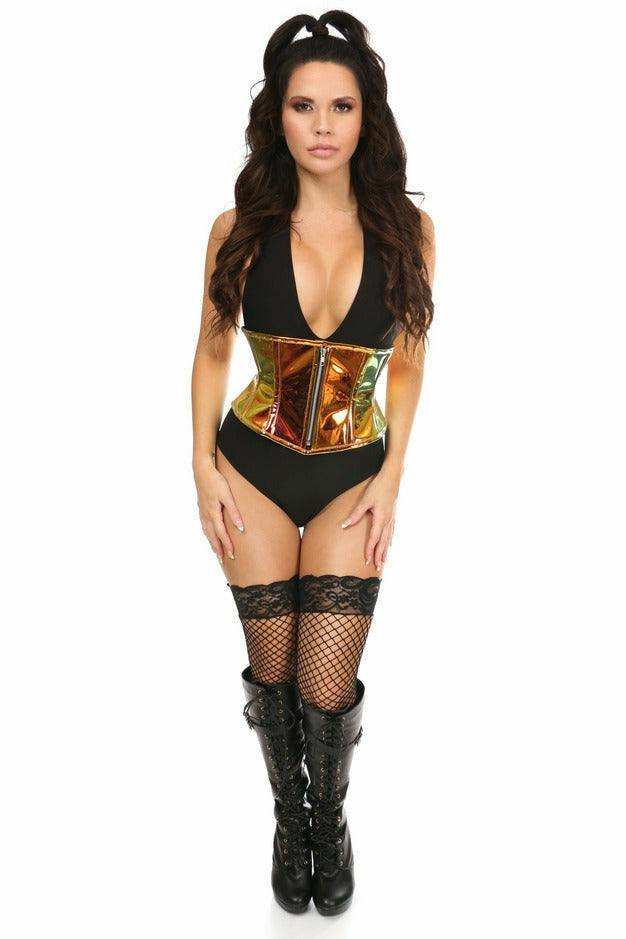 Daisy Corsets Top Drawer Sunset Holo Steel Boned Mini Cincher - Daisy Corsets - Flyclothing LLC