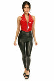 Daisy Corsets Top Drawer Red Patent Steel Boned Collared Bustier Top - Daisy Corsets - Flyclothing LLC