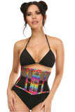 Daisy Corsets Top Drawer Rainbow Glitter PVC Steel Boned Mini Cincher w/Clasps - Daisy Corsets - Flyclothing LLC