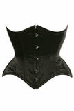 Daisy Corsets Top Drawer Black Satin Double Steel Boned Curvy Cut Waist Cincher Corset - Daisy Corsets - Flyclothing LLC