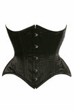 Top Drawer Black Satin Double Steel Boned Curvy Cut Waist Cincher Corset - Daisy Corsets - Flyclothing LLC