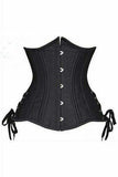 Top Drawer Black Satin Double Steel Boned Curvy Cut Waist Cincher Corset w/Lace-Up Sides - Daisy Corsets - Flyclothing LLC