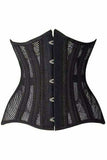 Daisy Corsets Top Drawer Black Fishnet Double Steel Boned Curvy Cut Waist Cincher Corset - Daisy Corsets - Flyclothing LLC