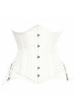 Daisy Corsets Top Drawer White Satin Double Steel Boned Curvy Cut Waist Cincher Corset w/Lace-Up Sides - Daisy Corsets - Flyclothing LLC