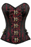Daisy Corsets Top Drawer Black/Red Swirl Brocade Steel Boned Overbust Corset w/Buckles - Daisy Corsets - Flyclothing LLC