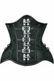 Daisy Corsets Top Drawer Black Brocade Steel Boned Underbust Corset w/Buckles - Daisy Corsets - Flyclothing LLC