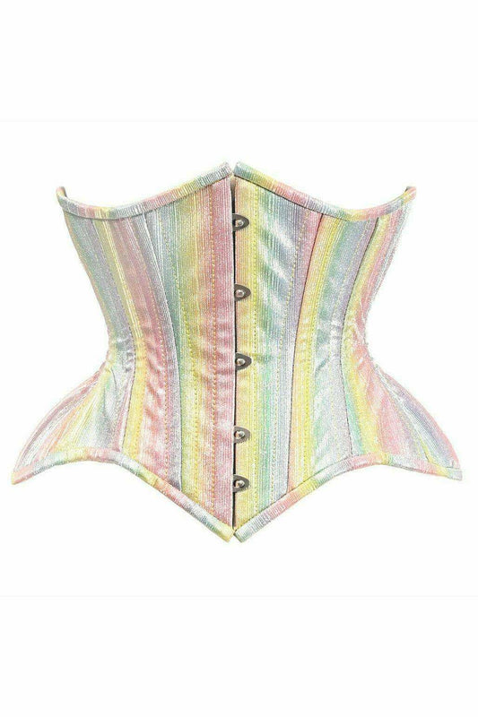 Daisy Corsets Top Drawer Rainbow Glitter Double Steel Boned Curvy Cut Waist Cincher Corset - Daisy Corsets - Flyclothing LLC