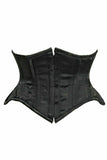 Daisy Corsets Top Drawer Black Satin Double Steel Boned Curvy Cut Waist Cincher - Daisy Corsets - Flyclothing LLC