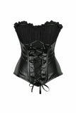 Daisy Corsets Top Drawer Black Faux Leather Lace-Up Steel Boned Corset - Daisy Corsets - Flyclothing LLC
