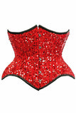 Daisy Corsets Top Drawer Red Sequin Curvy Cut Waist Cincher Corset - Daisy Corsets - Flyclothing LLC