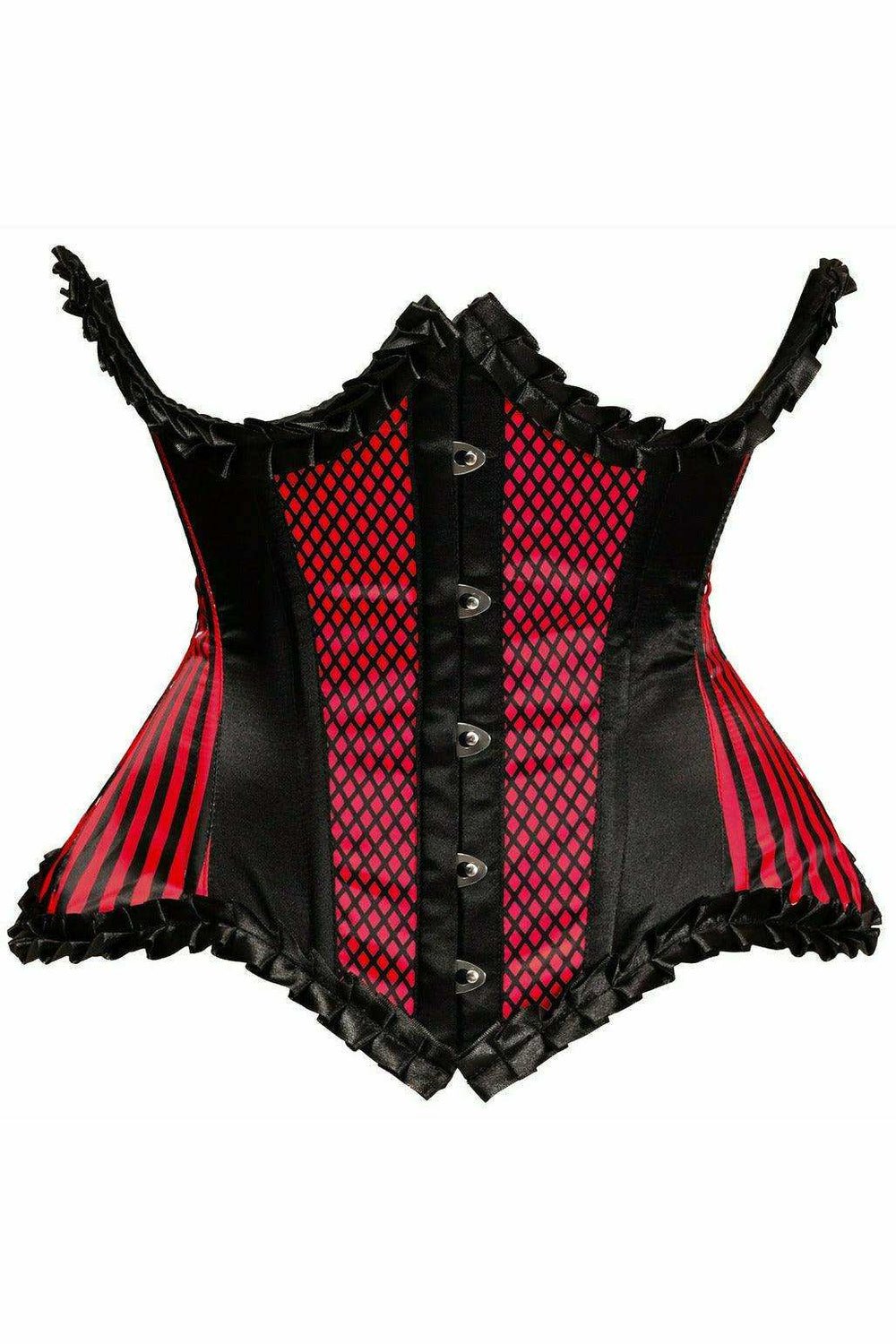 Daisy Corsets Top Drawer Red Burlesque Underwire Curvy Cut Waist Cincher Corset - Daisy Corsets - Flyclothing LLC